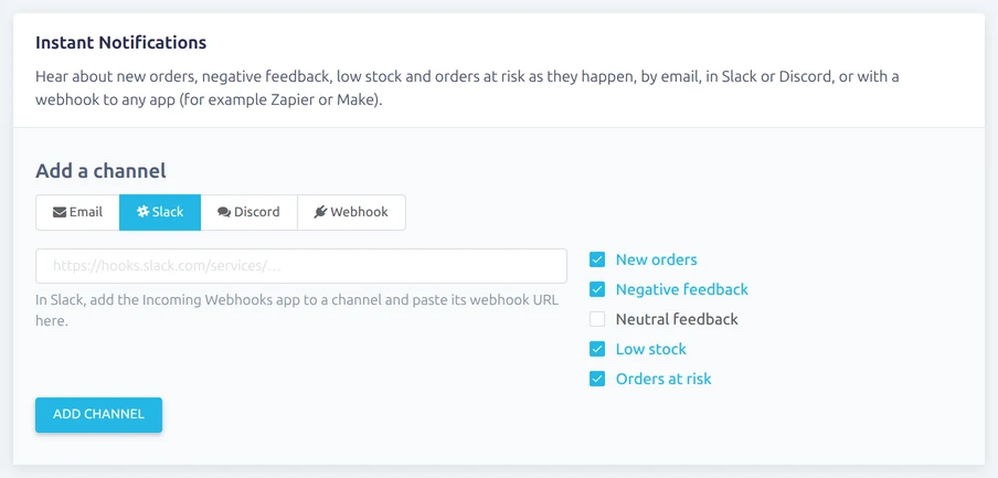 Adding a notification channel