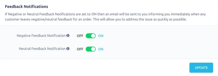 Negative and neutral feedback notification switches